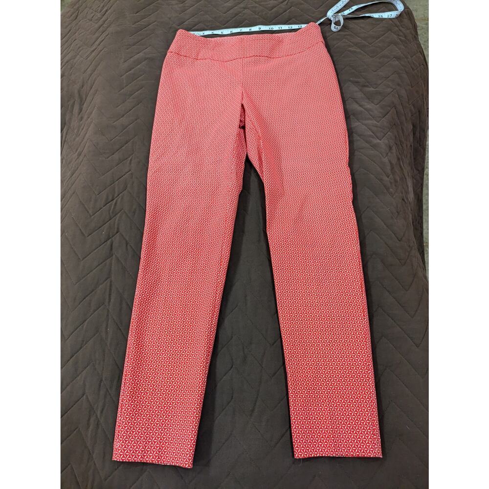Pretty red & white scallop print long dress pants by Hiview size Large